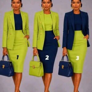 3 Blue Green Skirt Blouse Jacket For Official Ladies